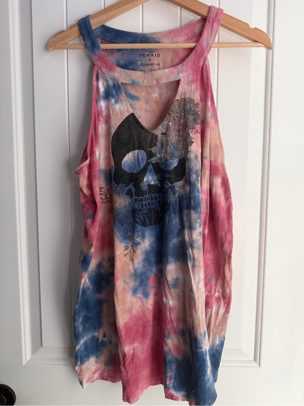 torrid Pink, Blue & Cream Tie-Dye Skull Tank